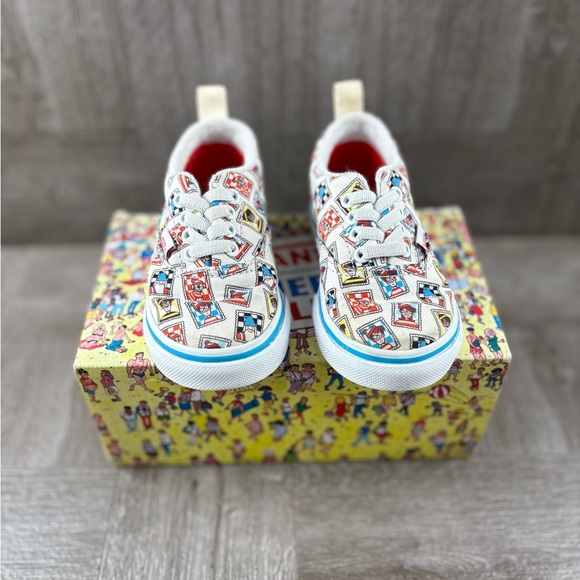 Vans x (Where’s Waldo?) Postage Toddler Size 6.5 Sneakers Shoes All Over Print - Picture 2 of 14